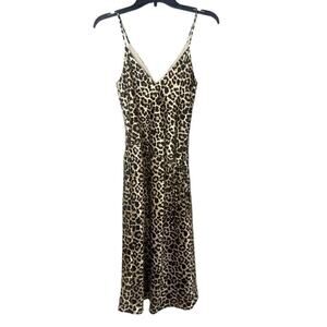 KLD Leopard Print Slip Dress MIDI Size Small Made in the USA Mob Wife